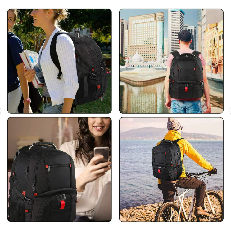 YOREPEK Travel Backpack, Extra Large 50L Laptop Backpacks for Men Women, Water Resistant College Student Bookbag Airline Approved Business Work Bag with USB Charging Port Fits 17 Inch Computer, Black 24Hr Smart